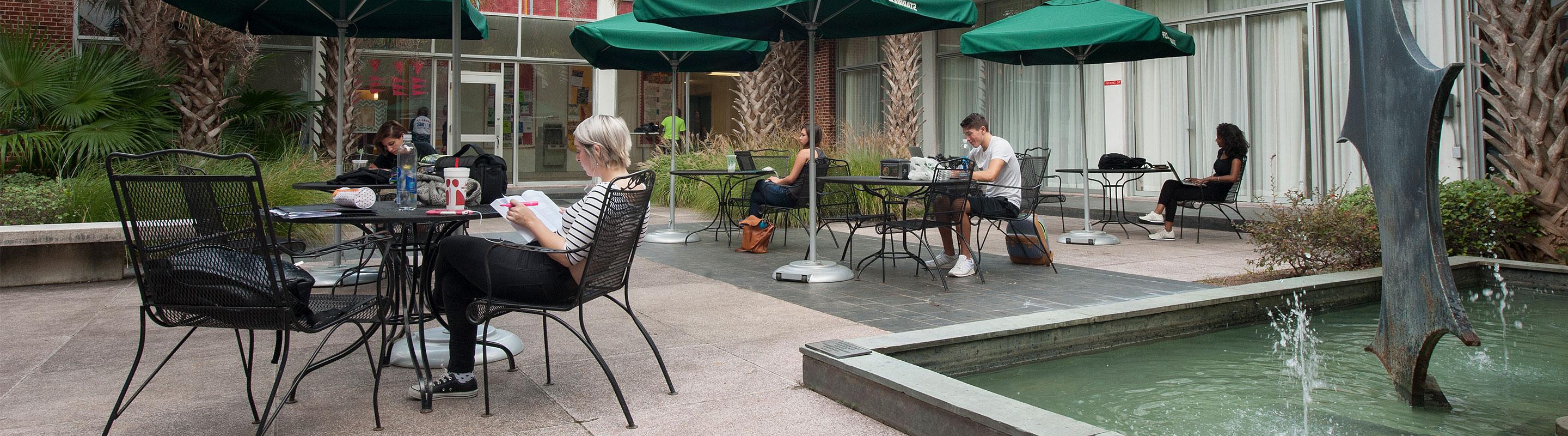 Students Study in Danna Center Courtyard